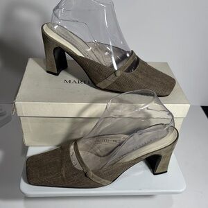 Martinez Valero Taupe Linen Mules--Ladies Size 8 1/2 -Vintage